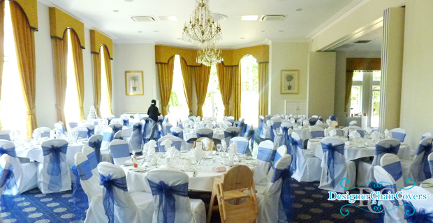 navy blue organza sashes wedding chair covers