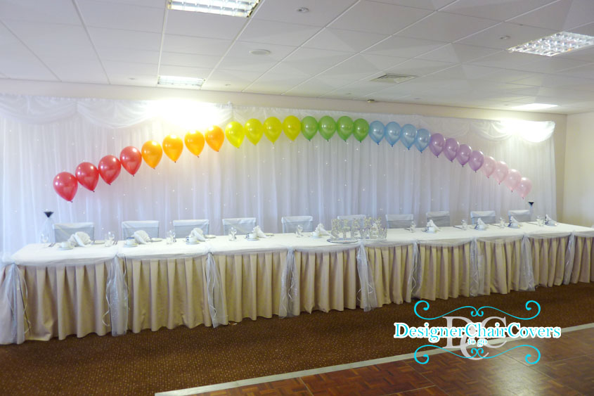 One half of the room ended up looking like this White Chair Covers gave the