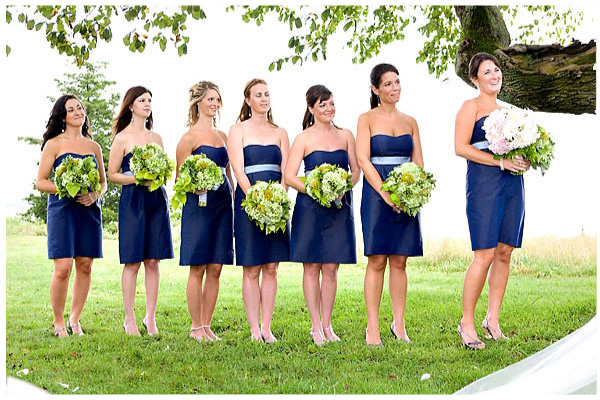 navy blue and green wedding bouquets
